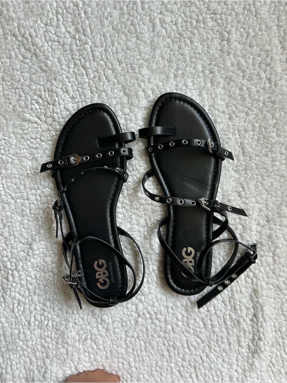 G by Guess Black Studded Strappy Sandals Y2K Edgy Gladiator